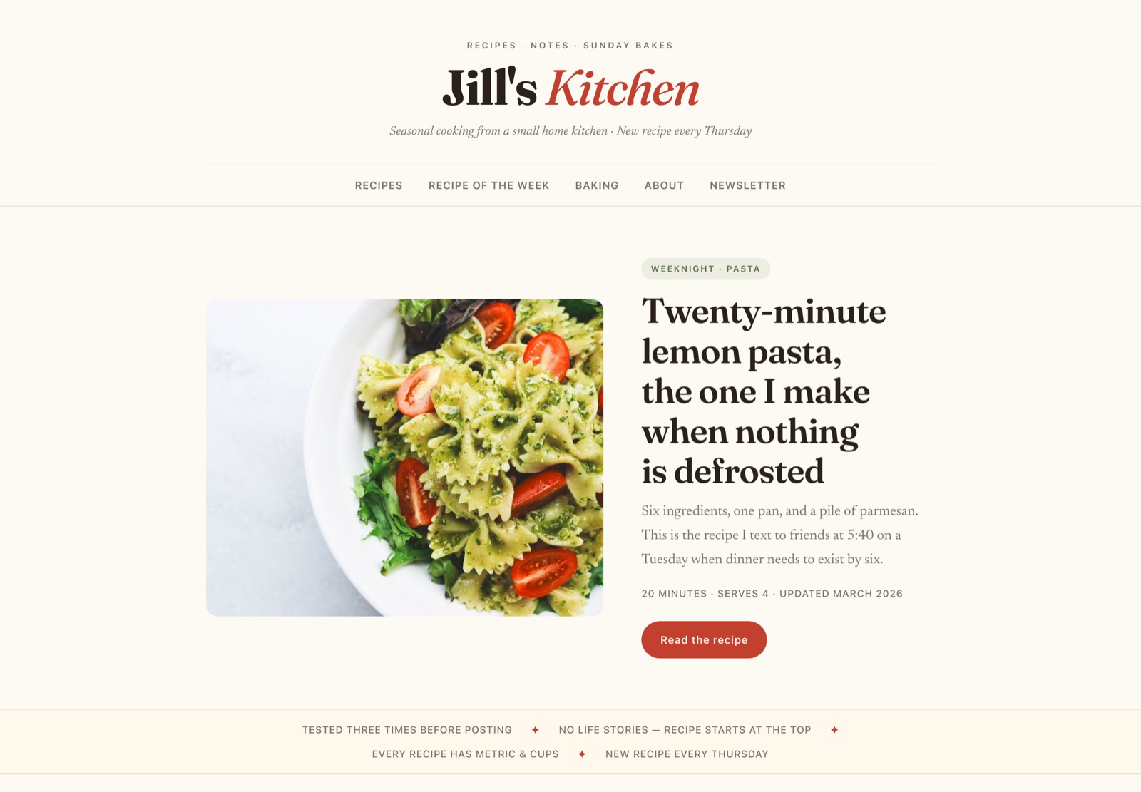 Jill's Kitchen homepage